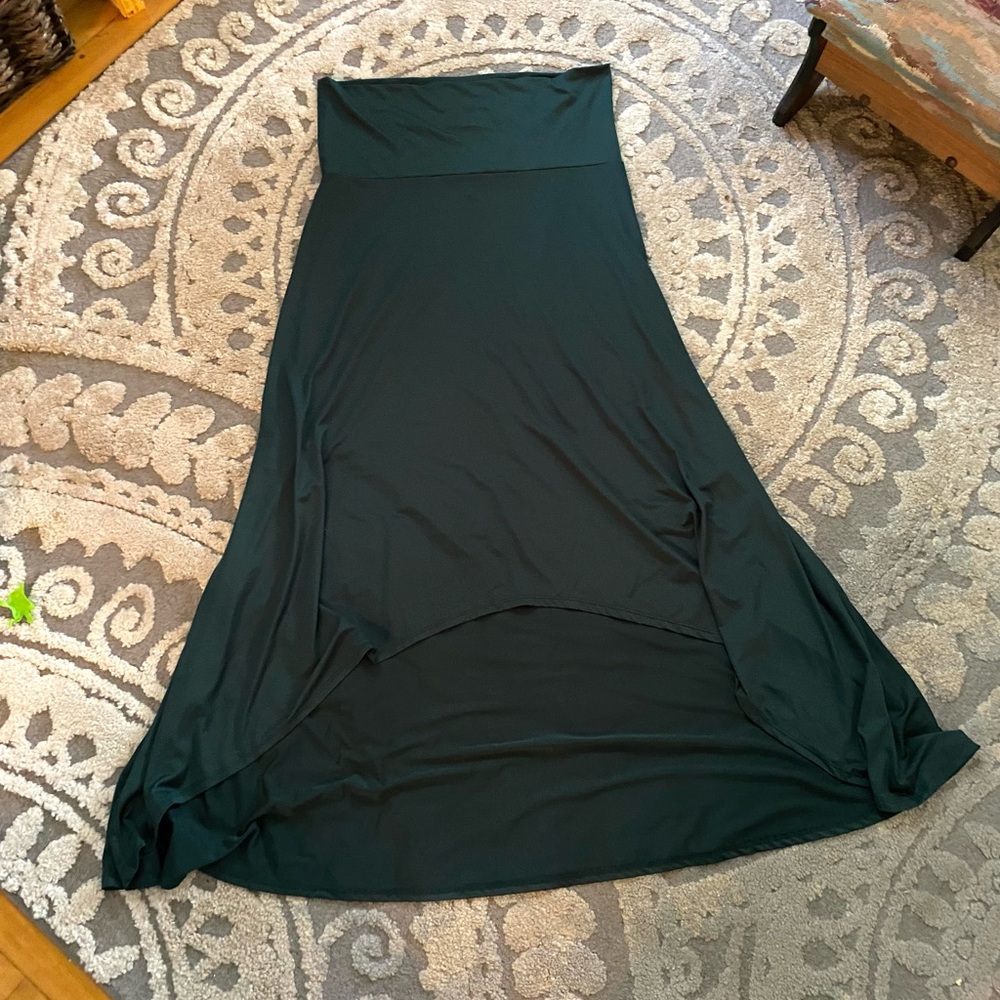 Lula Roe Olivia High/Low Maxi Skirt, M, Green